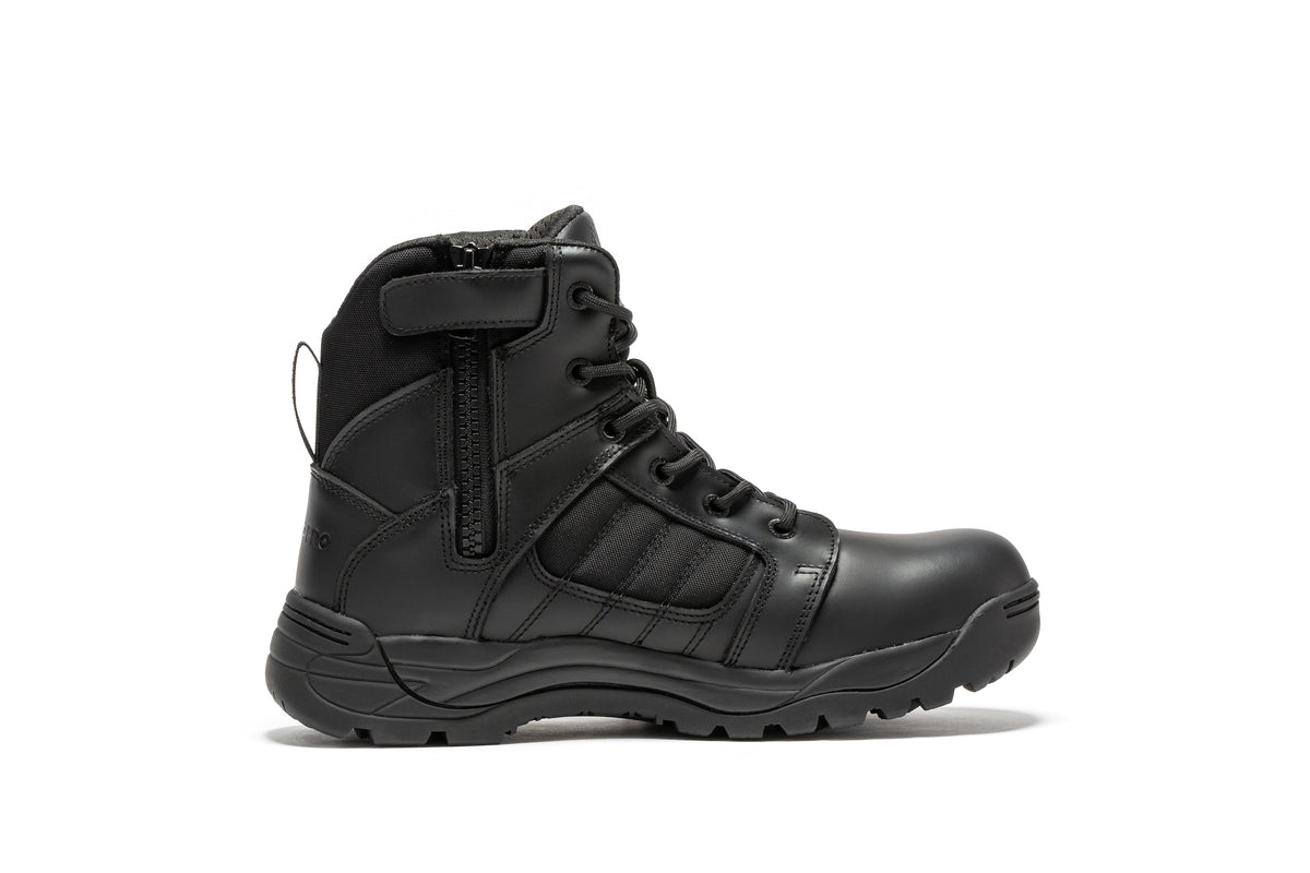 Botas Pro Black Men's 6 inch Side Zipper Rubber Sole Tactical Boots BMP111BK